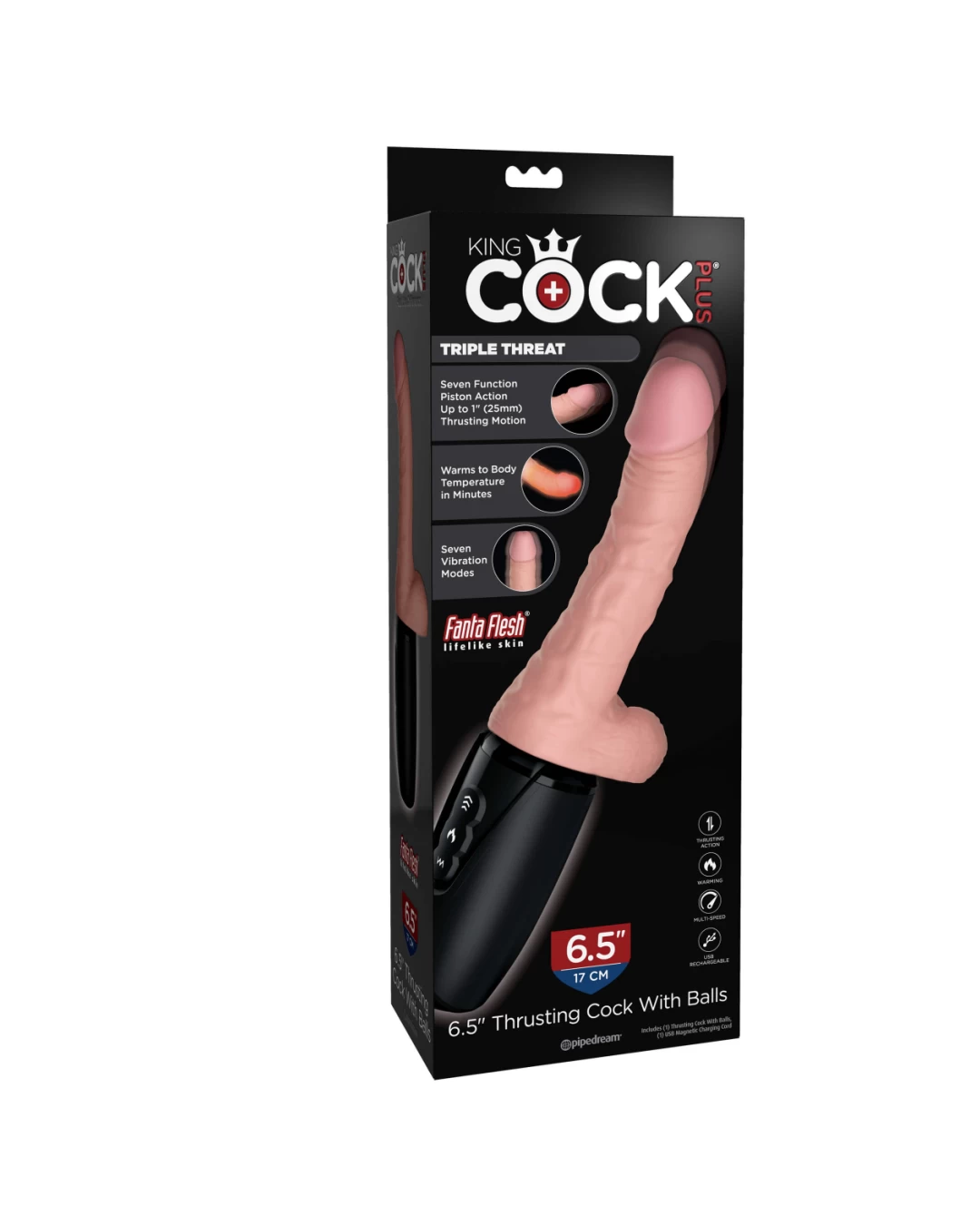 King Cock Plus 6.5 Inch Thrusting Heating Cock With Balls - Vanilla - Image 9