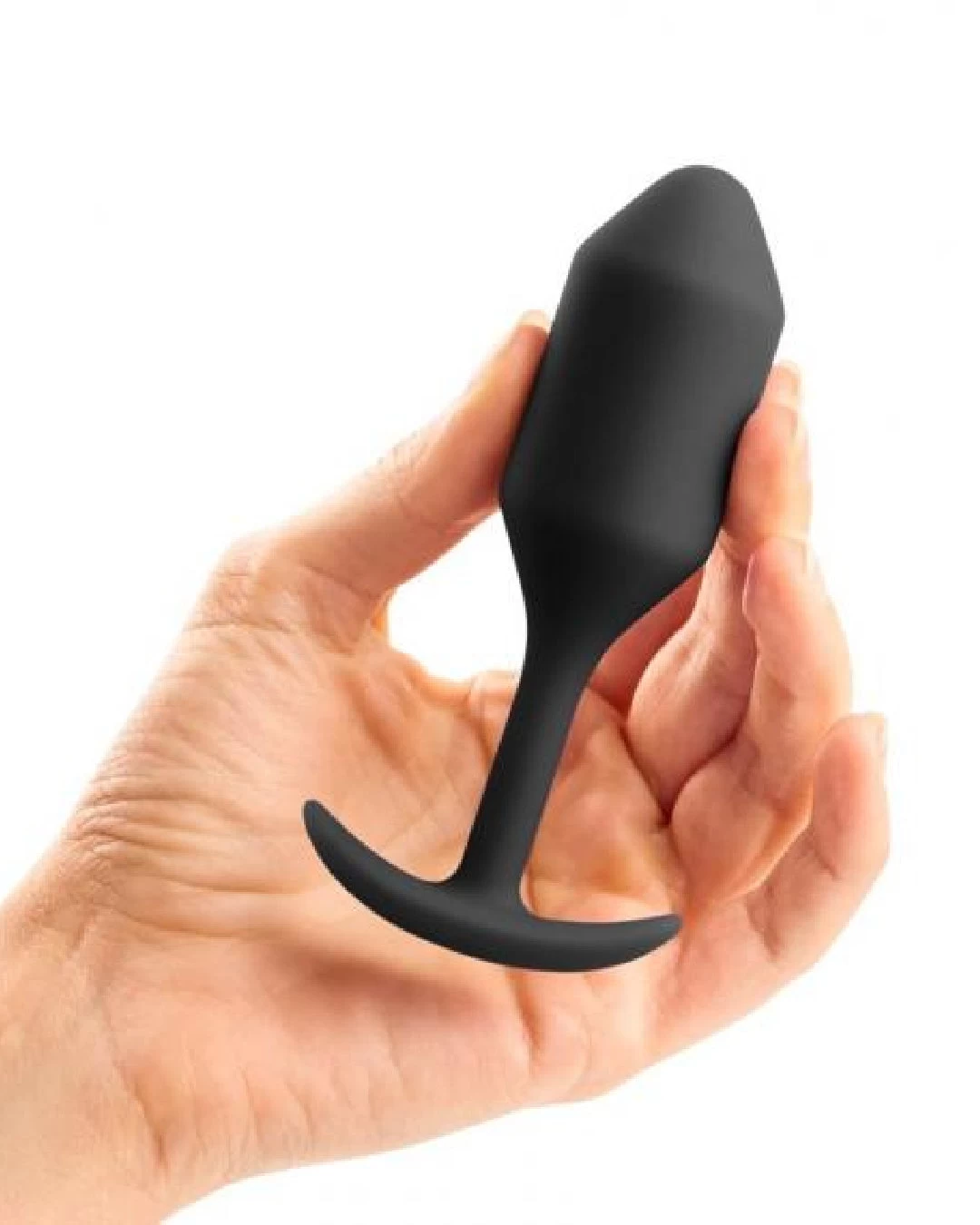 B-vibe Snug Plug 2 Weighted Silicone Butt Plug - 5 Oz - Black - Image 2