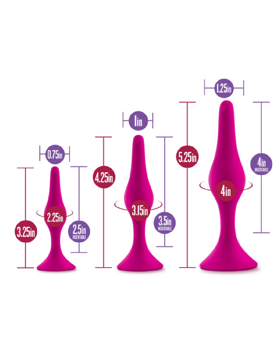 Blush Luxe Beginner 3 Plug Anal Trainer Set - Various Colors - Image 3