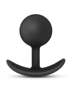 Blush Luxe Wearable Thick Silicone Vibra Butt Plug - Black