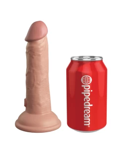 King Cock Elite 6" Vibrating Silicone Dual Density Dildo - Vanilla