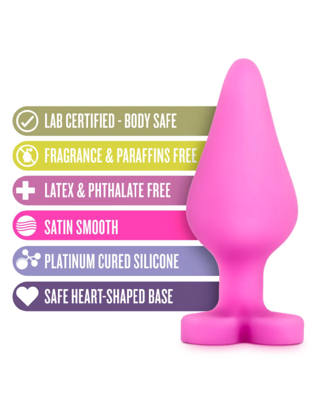 Blush Be Mine Naughty Candy Heart Butt Plug - Pink - Image 3