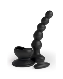 Wall Banger Vibrating Black Anal Beads With Suction Cup