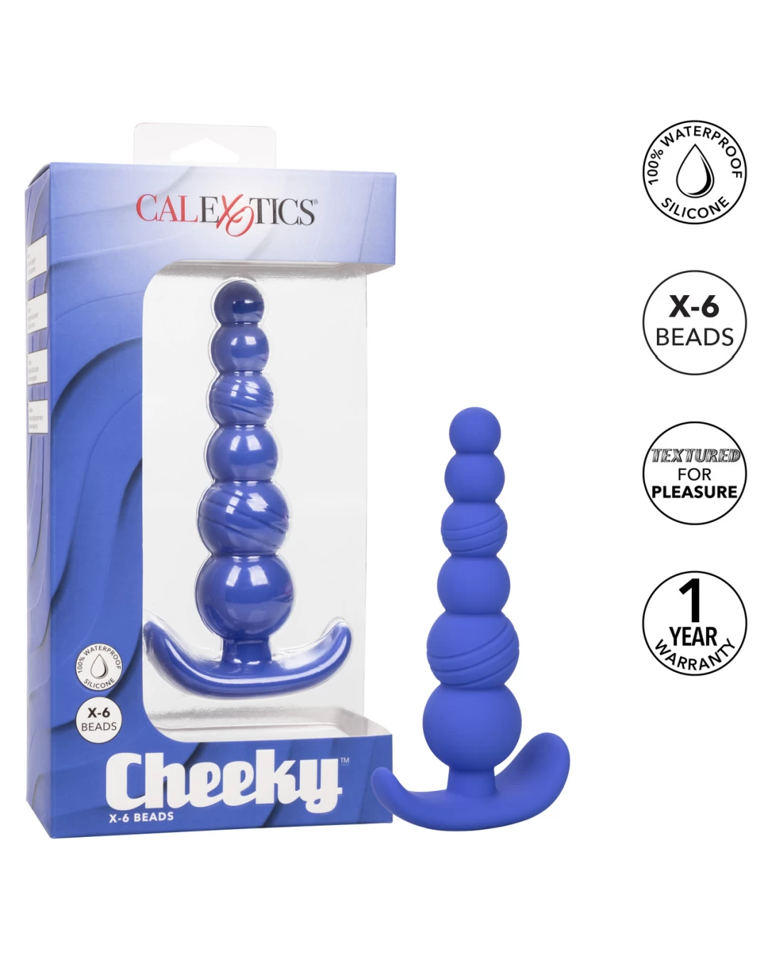 CalExotics Cheeky X-6 Purple Silicone Anal Beads - Image 7