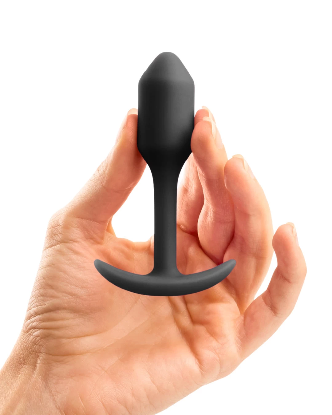 B-vibe Snug Plug 1 Weighted Silicone Butt Plug - 2 Oz - Black - Image 2