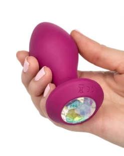 CalExotics Power Gem Vibrating Silicone Crystal Ended Butt Plug - Purple