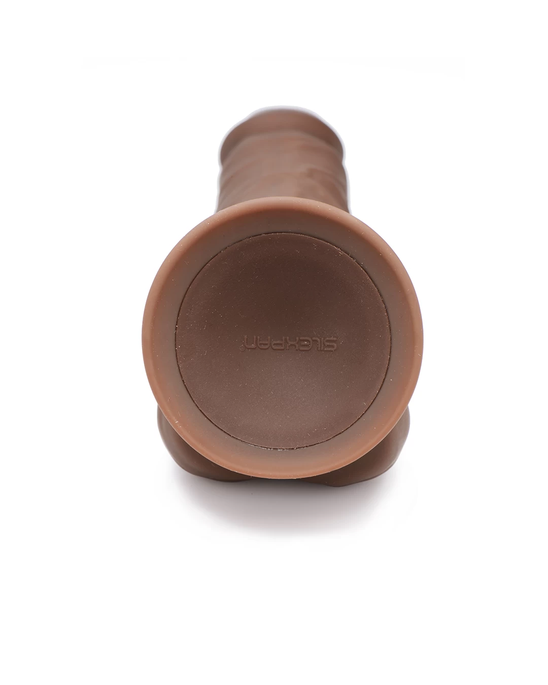 Fleshstixxx 8 Inch Vibrating Silicone Dildo With Balls - Chocolate - Image 4