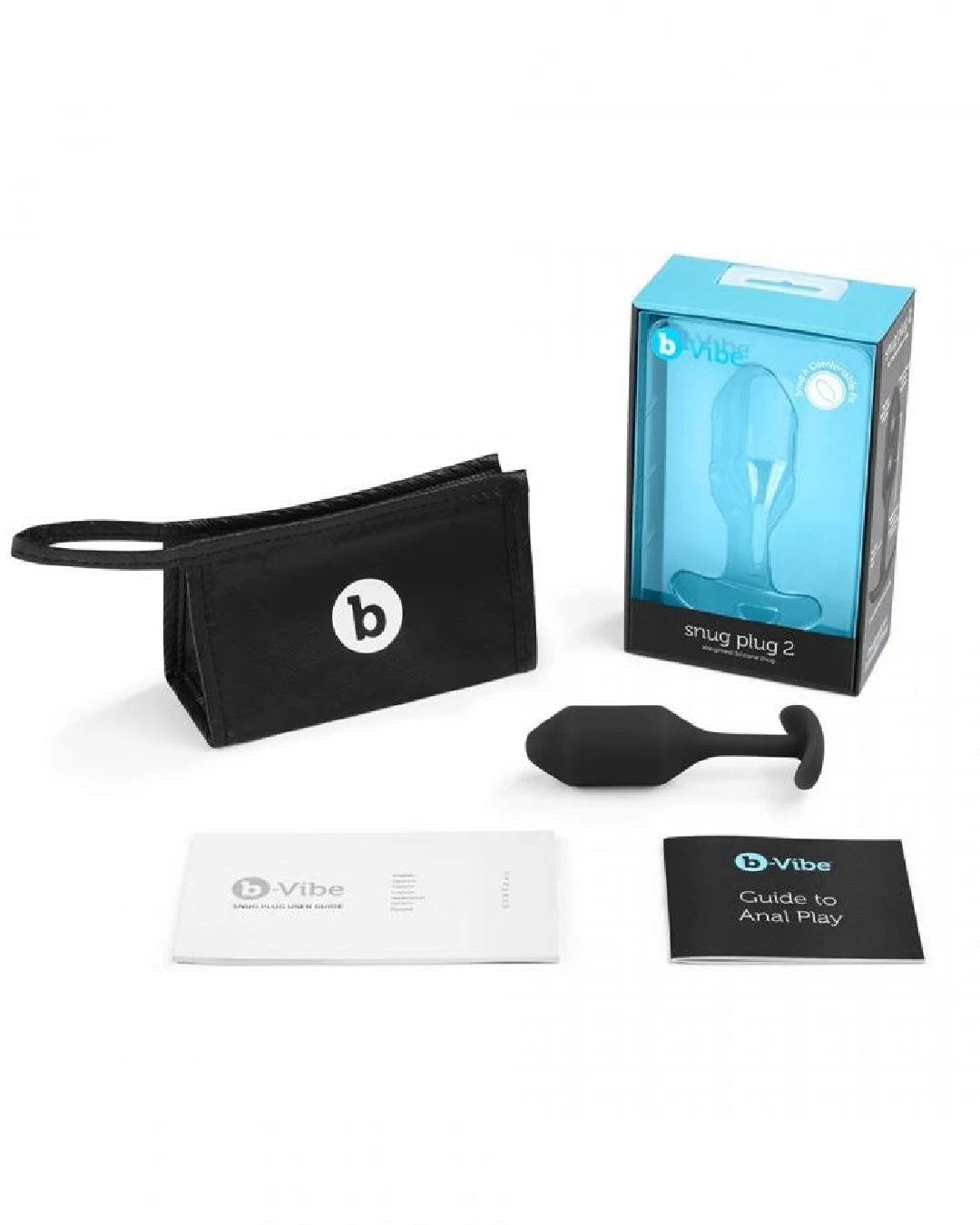 B-vibe Snug Plug 2 Weighted Silicone Butt Plug - 5 Oz - Black - Image 6