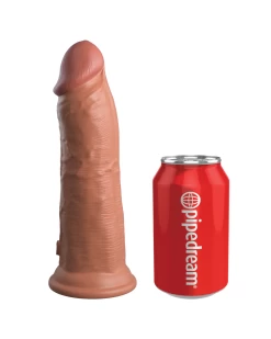 King Cock Elite 8" Vibrating Silicone Dual Density Dildo - Caramel