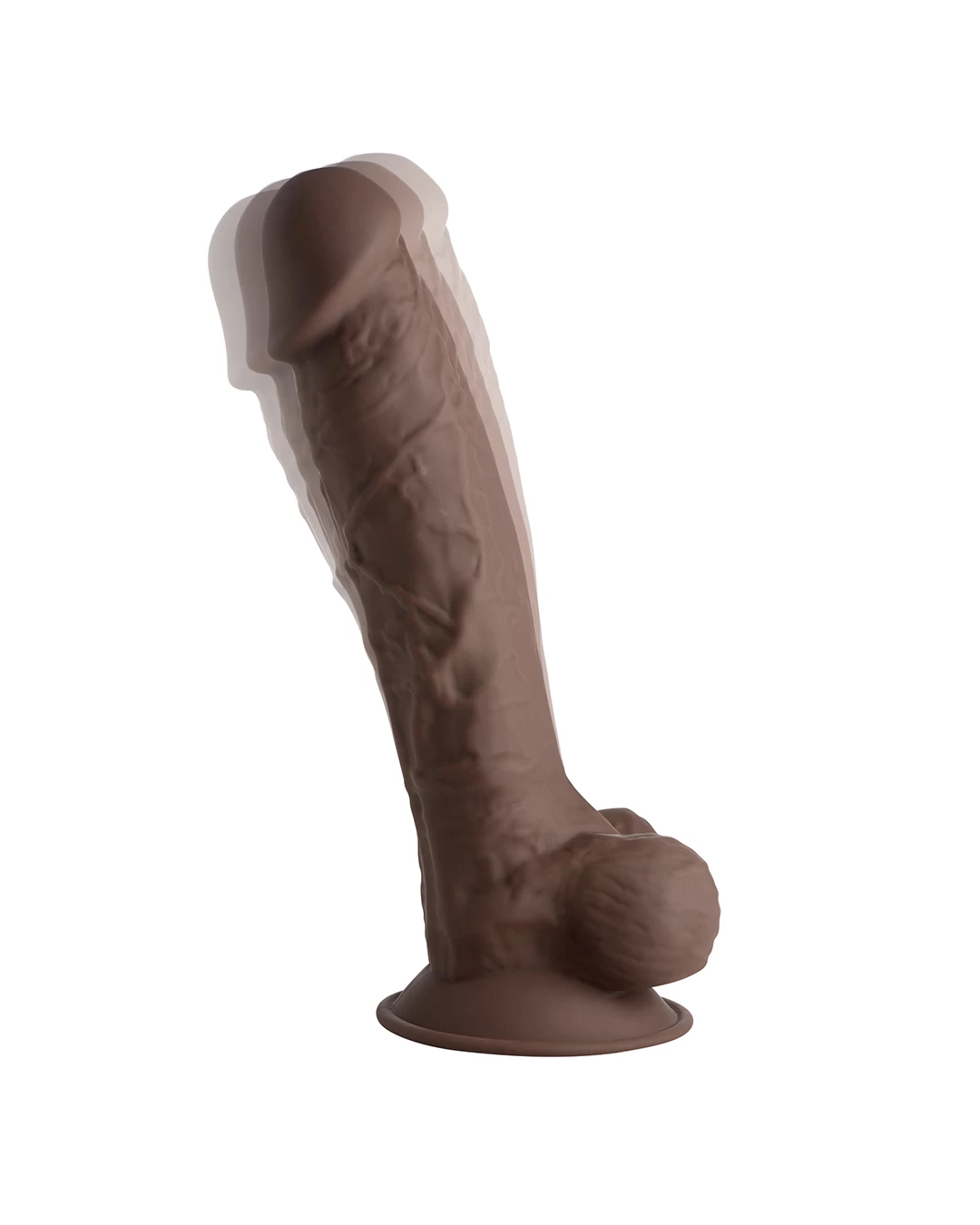 Fleshstixxx 8 Inch Vibrating Silicone Dildo With Balls - Chocolate - Image 5