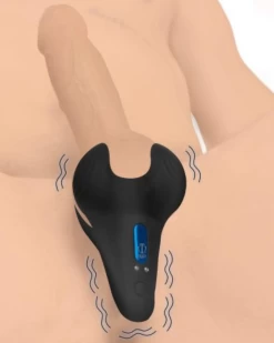 XR Brands Silicone Cock & Ball Ring W/ Taint Stim & Remote Control