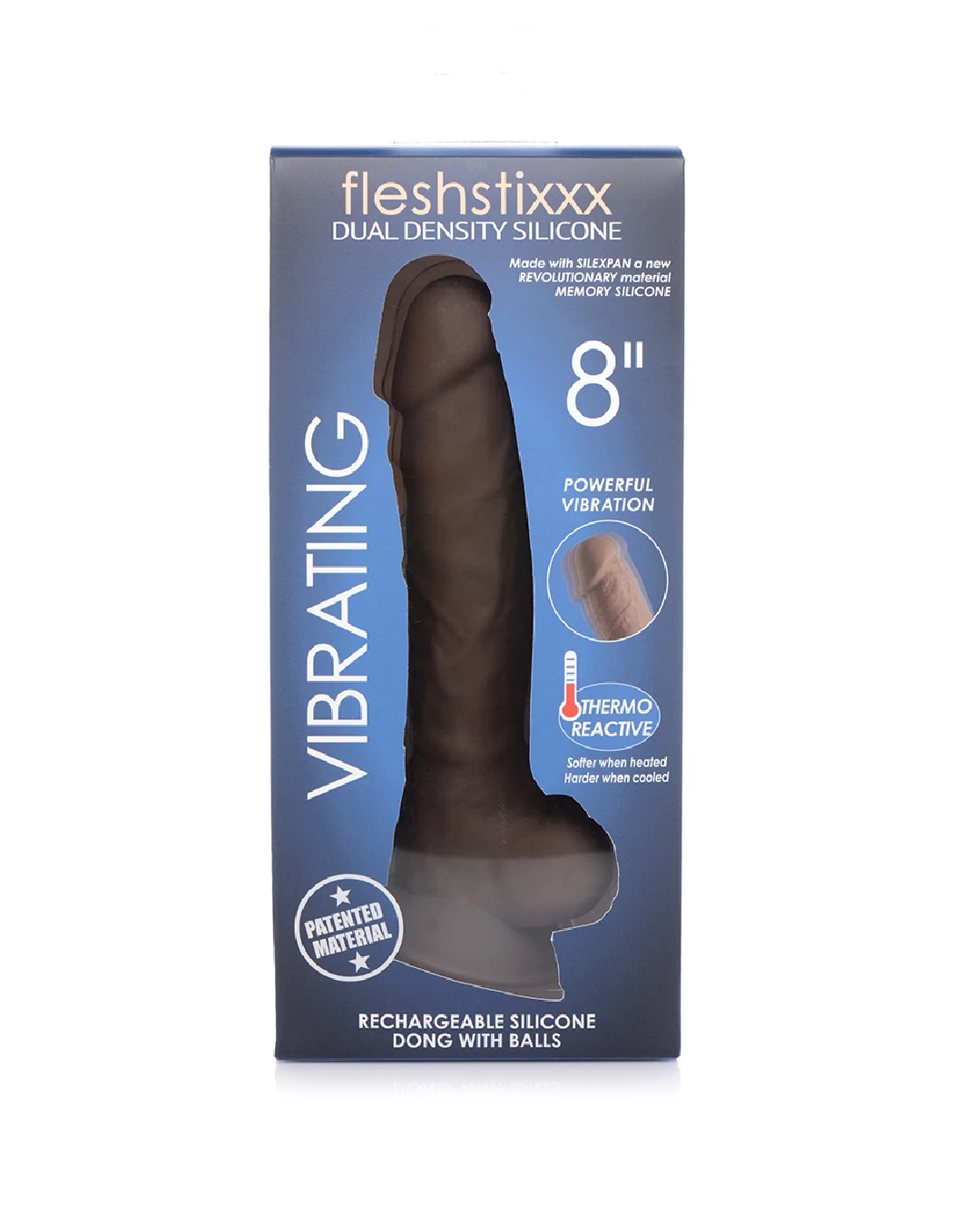 Fleshstixxx 8 Inch Vibrating Silicone Dildo With Balls - Chocolate - Image 6