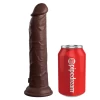 King Cock Elite 9" Vibrating Silicone Dual Density Dildo With Remote - Chocolate