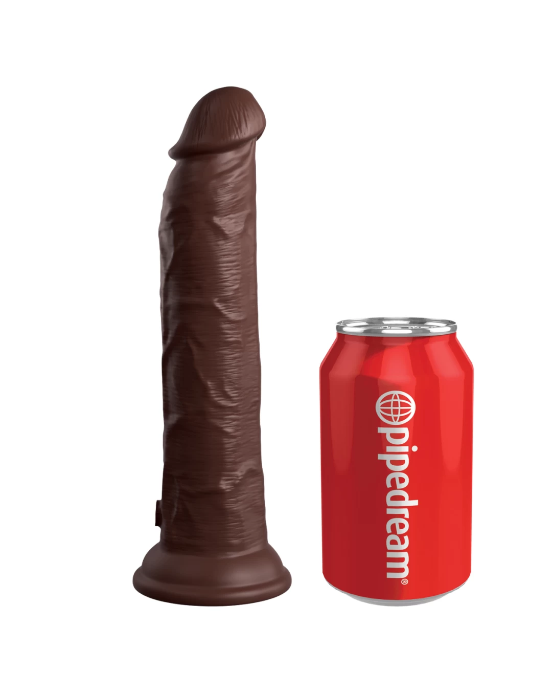 King Cock Elite 9" Vibrating Silicone Dual Density Dildo With Remote - Chocolate