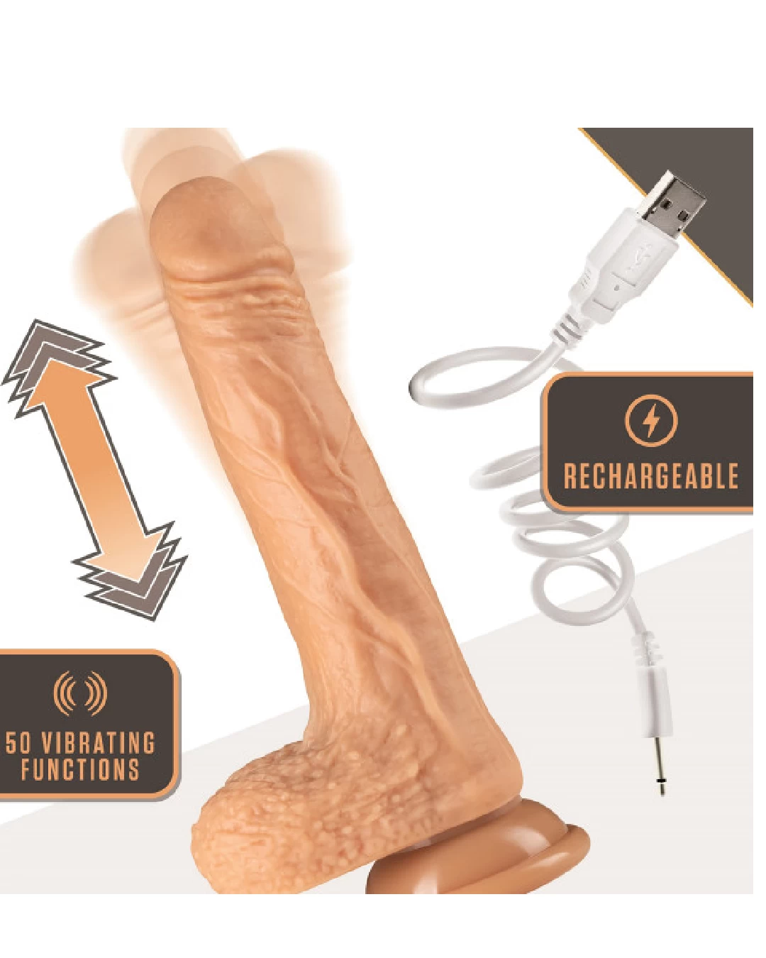 Blush Dr. Grey 7 Inch Thrusting, Rotating Silicone Dildo - Vanilla - Image 4