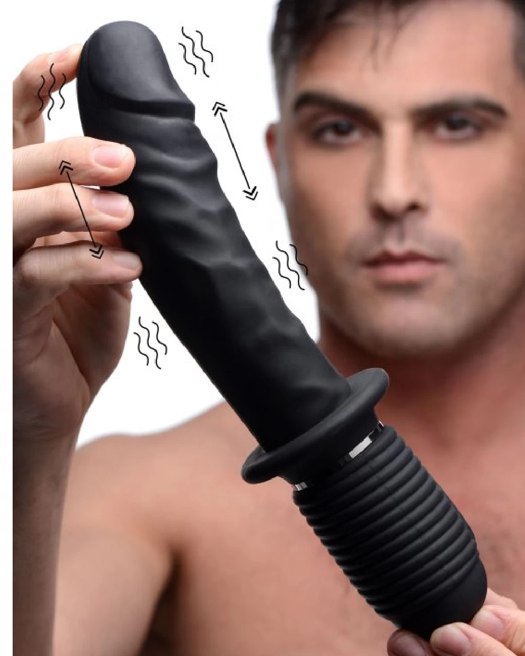 XR Brands Power Pounder 10.75 Inch Vibrating And Thrusting Dildo - Image 2