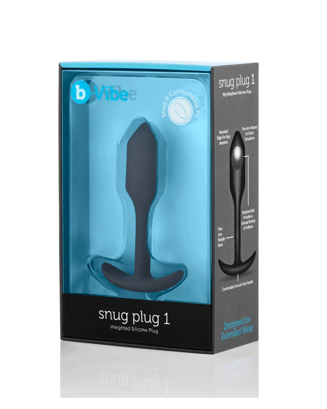 B-vibe Snug Plug 1 Weighted Silicone Butt Plug - 2 Oz - Black - Image 7