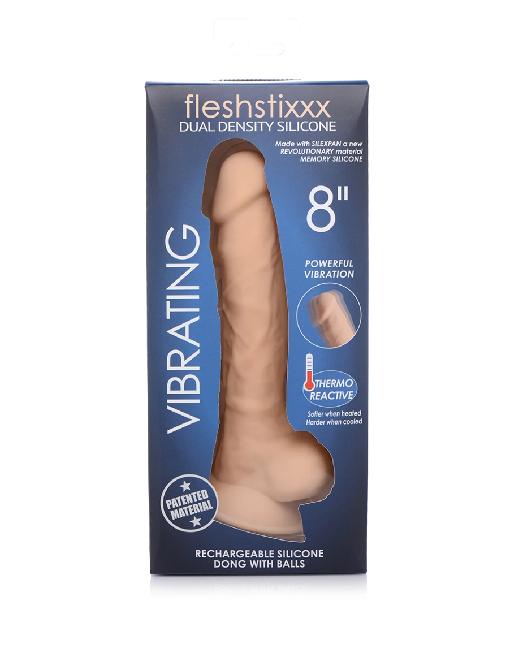 Fleshstixxx 8 Inch Vibrating Silicone Dildo With Balls - Vanilla - Image 7