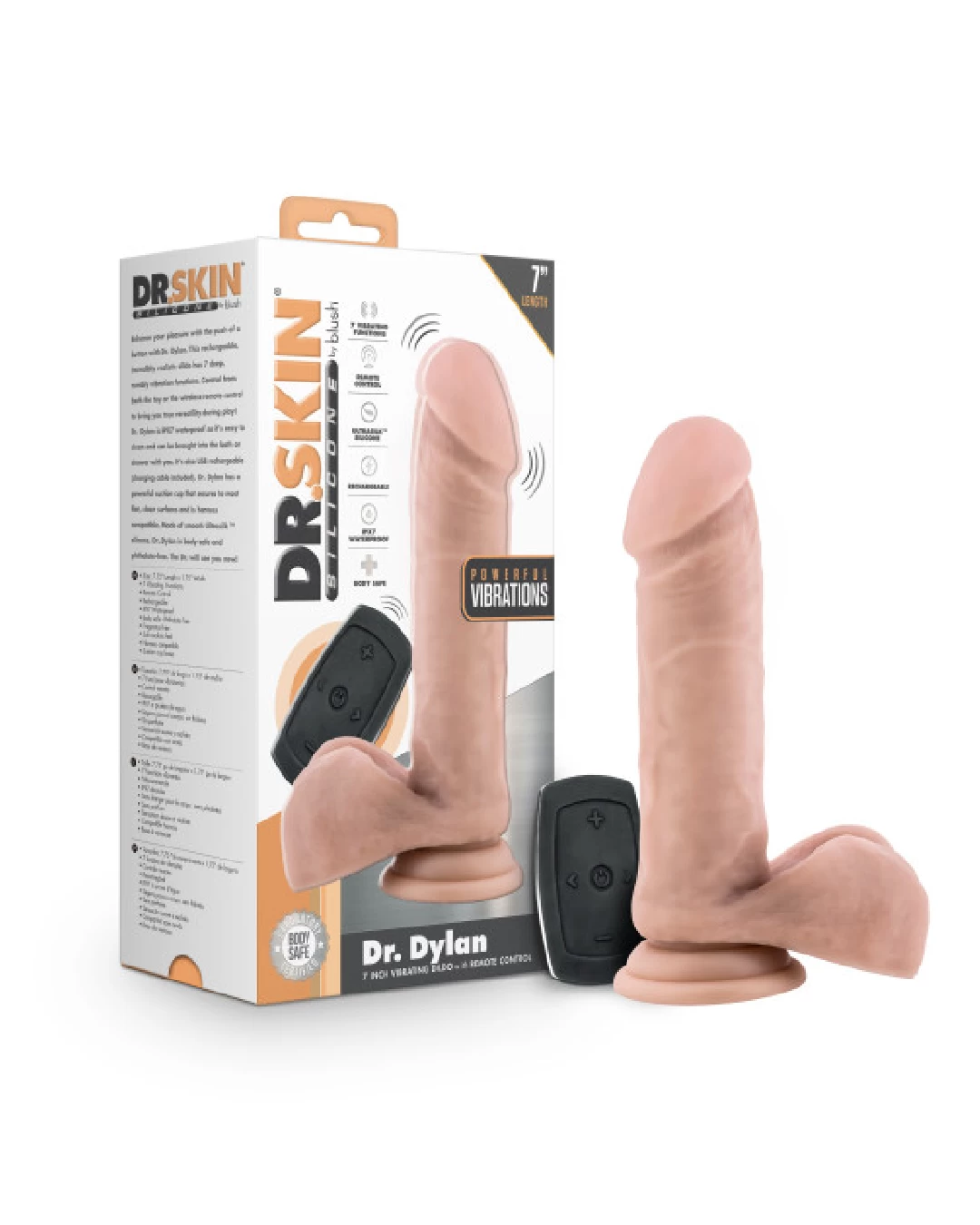 Blush Dr. Dylan Realistic Silicone 7 Inch Vibrating Dildo - Vanilla - Image 7
