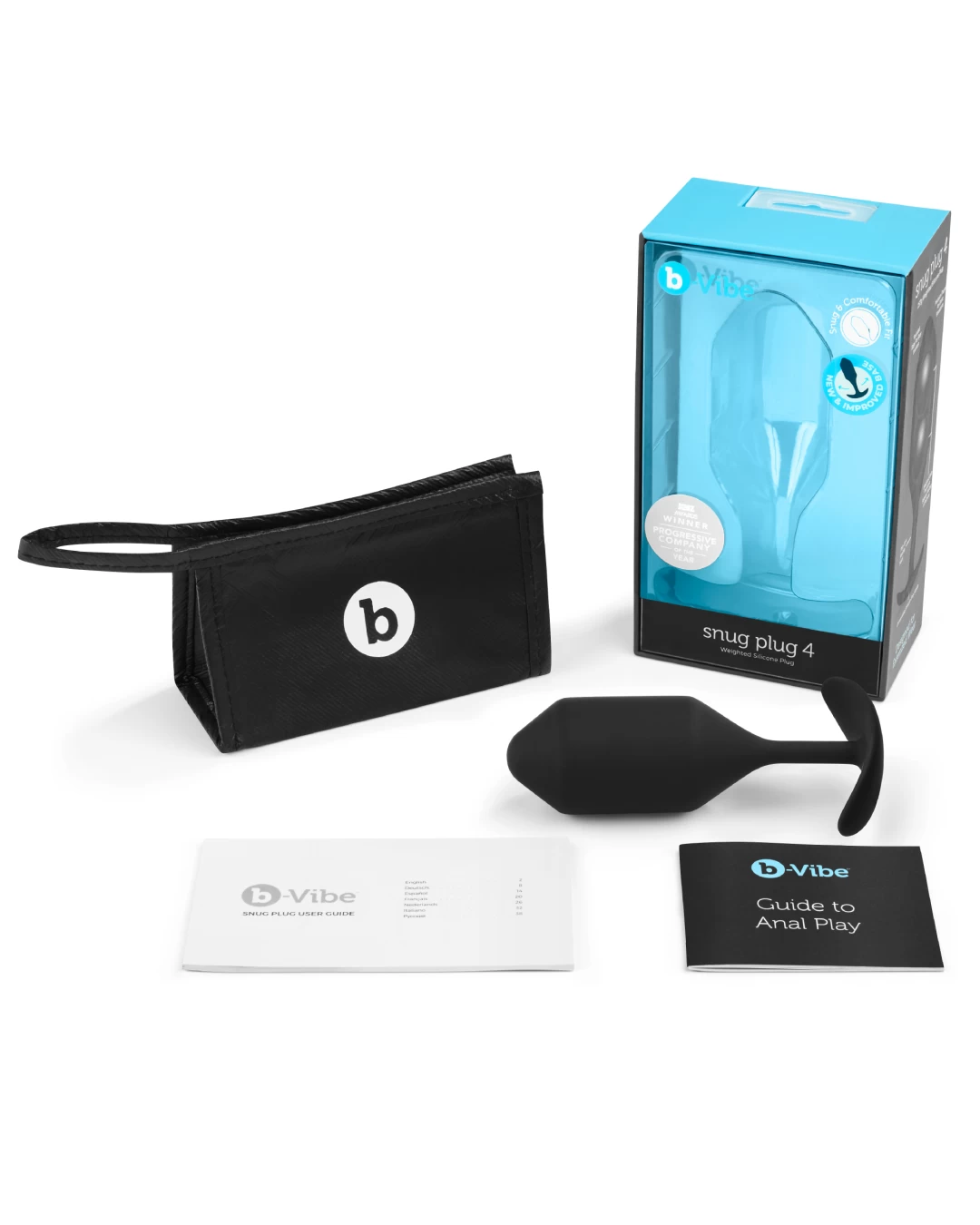 B-vibe Snug Plug 4 XL Weighted Silicone Butt Plug (9 Oz) - Black - Image 7