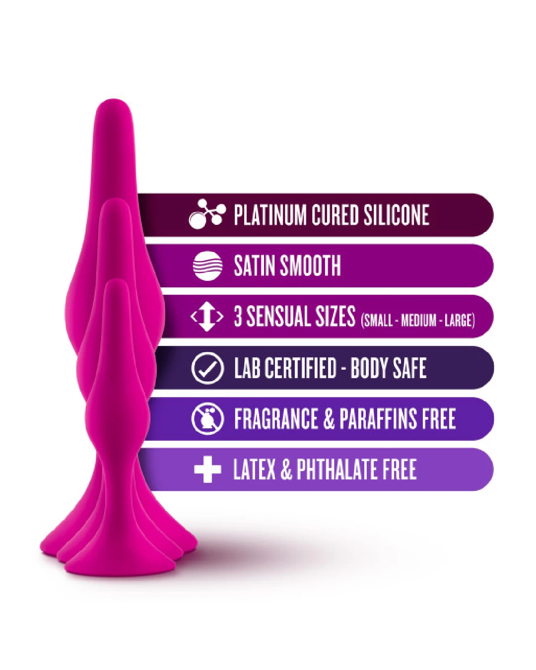 Blush Luxe Beginner 3 Plug Anal Trainer Set - Various Colors - Image 8