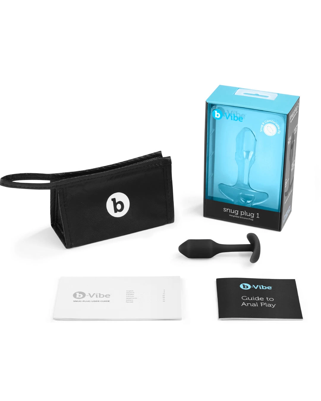 B-vibe Snug Plug 1 Weighted Silicone Butt Plug - 2 Oz - Black - Image 6