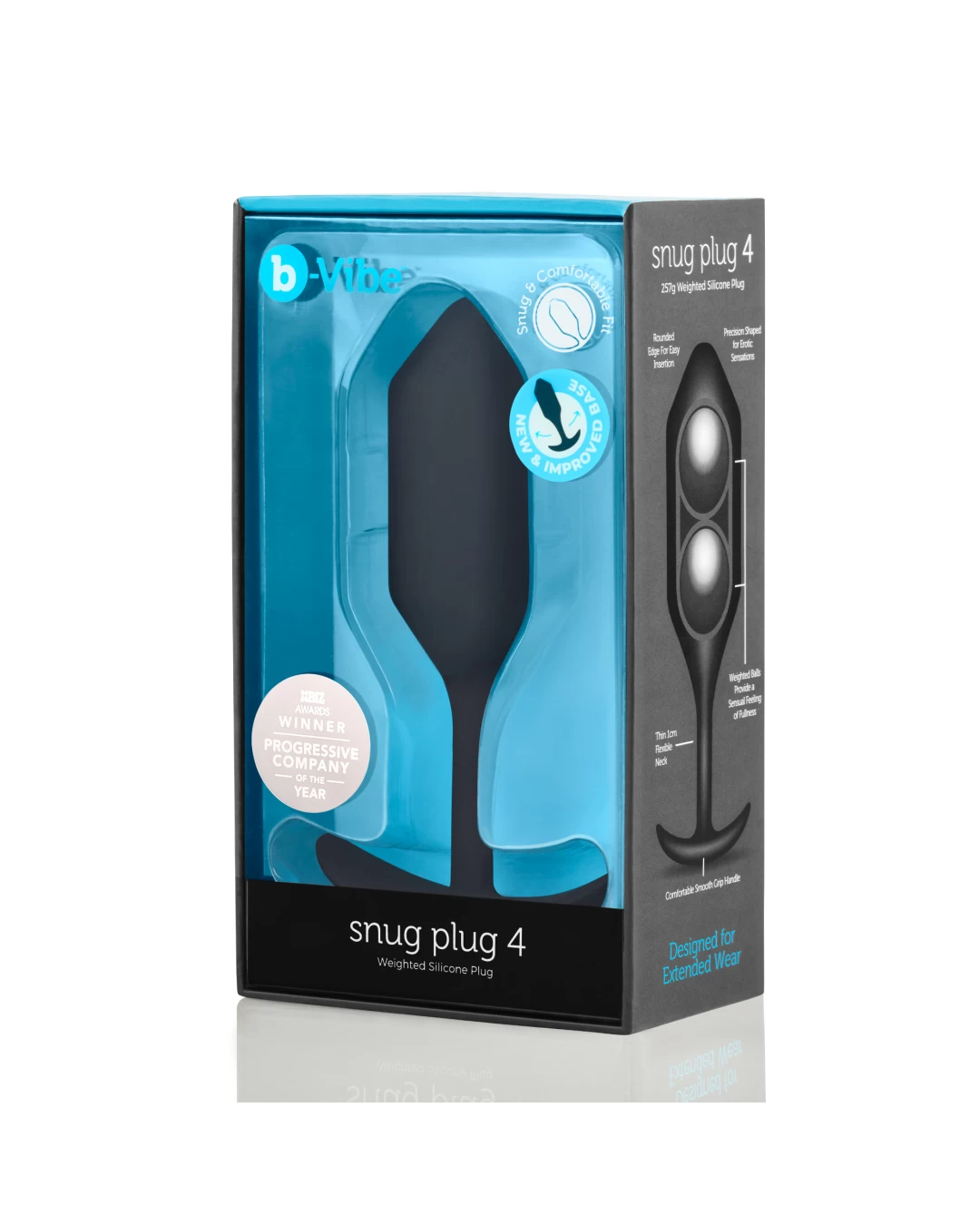 B-vibe Snug Plug 4 XL Weighted Silicone Butt Plug (9 Oz) - Black - Image 8