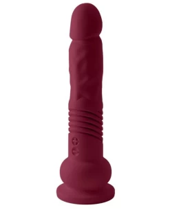 The Velvet Mini Teddy Powerful Thrusting Silicone Dildo - Moroccan Red