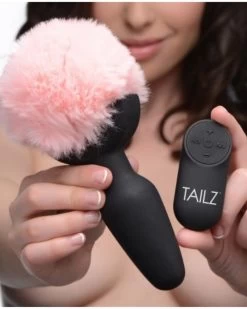 XR Brands Tailz Pink Bunny Tail Vibrating Anal Plug