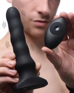 XR Brands Thunderplugs Vibrating & Squirming Silicone Plug With Remote Control