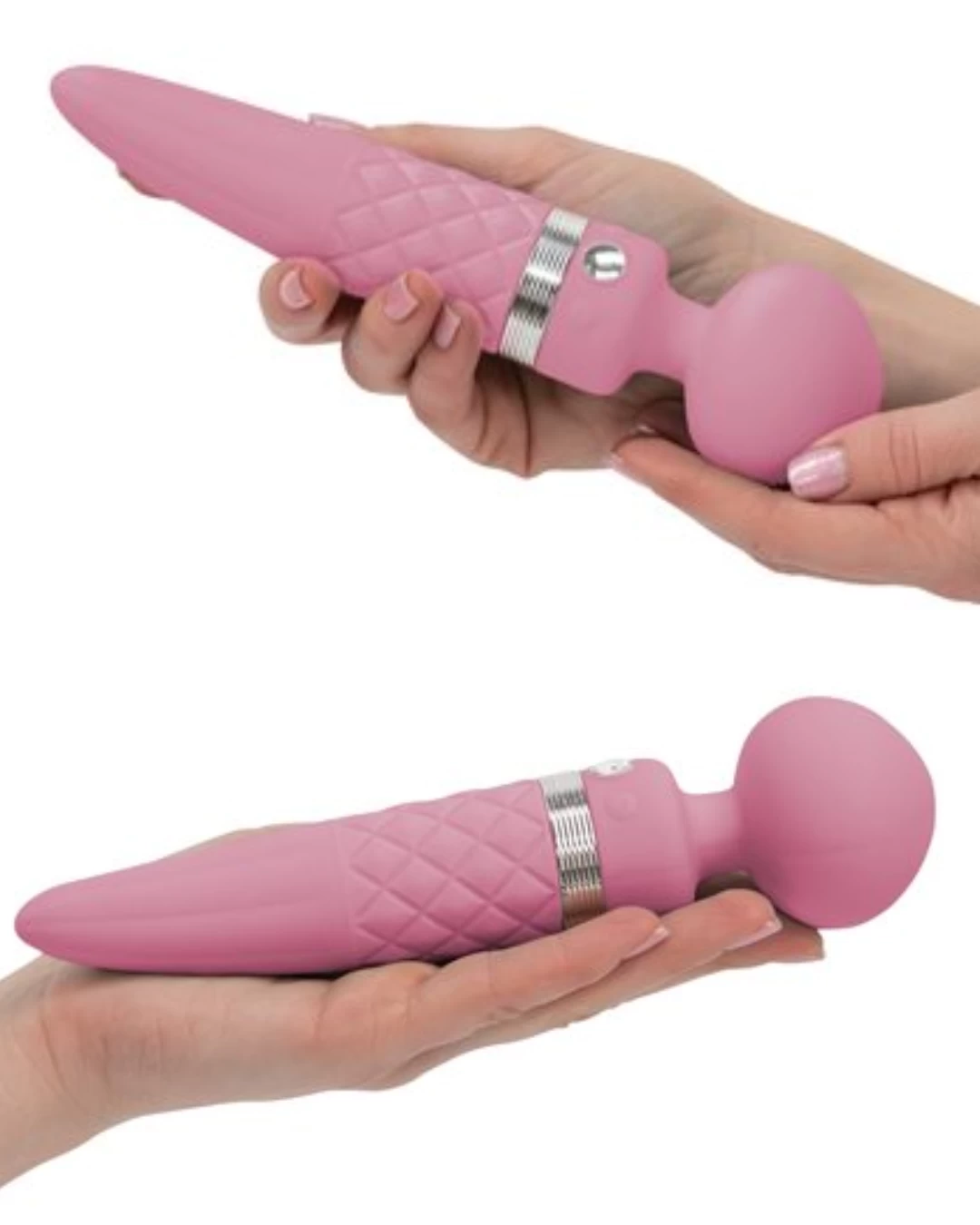 Pillow Talk Sultry Warming Double Ended Wand Vibrator - Pink - Image 3