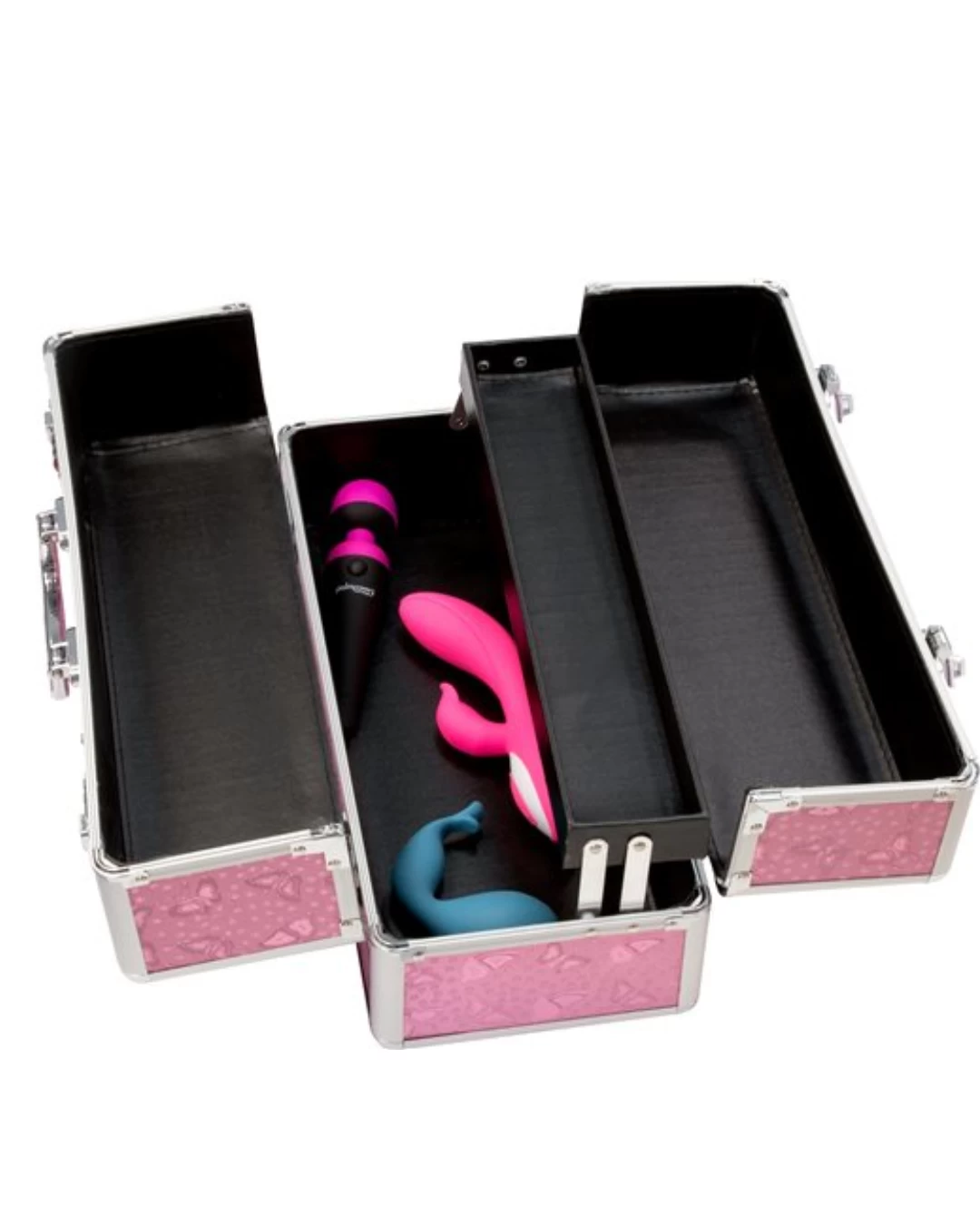 Lockable Vibrator Case Large Double Tiered - Pink - Image 3
