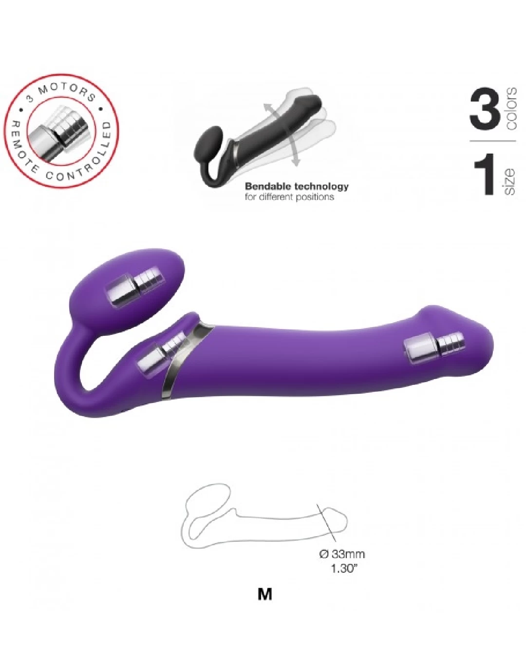Lovely Planet Vibrating Strapless Strap-on Purple- Large - Image 3