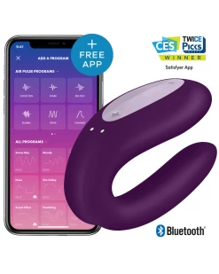 Satisfyer Double Joy Wearable App Controlled Couples Vibrator - Purple