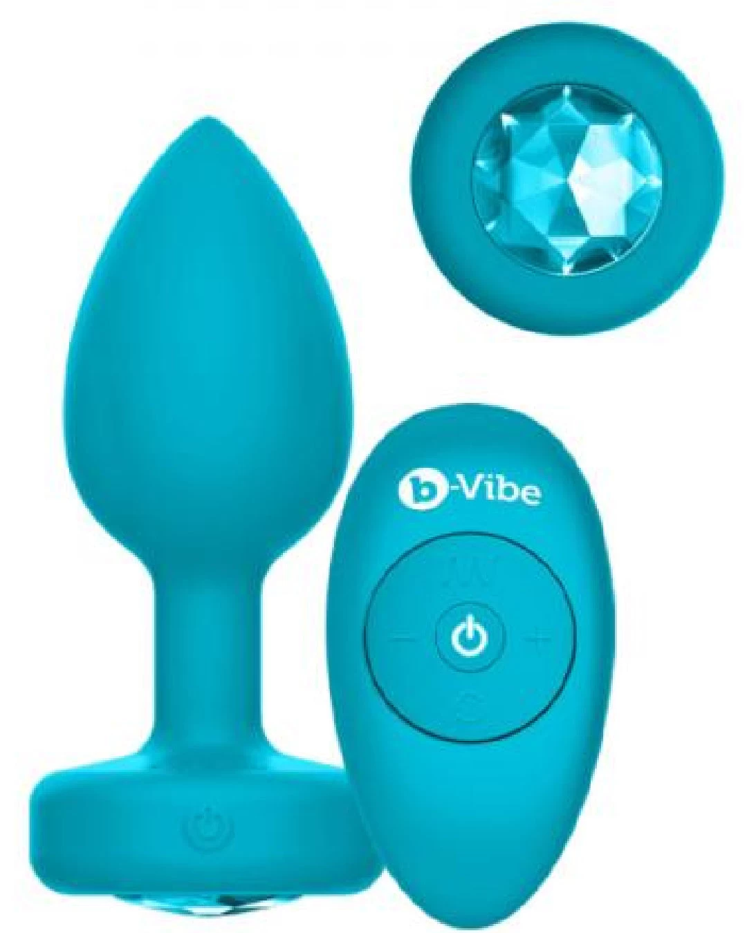B-vibe Vibrating Jewel Anal Plug S/M - Aqua - Image 3