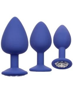 CalExotics Cheeky Gems 3 Piece Silicone Butt Plug With Gemstone Set - Purple