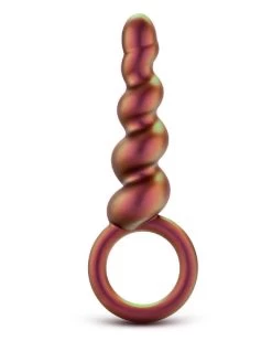 Blush Matrix Soft Silicone Spiral Anal Beads With Finger Loop