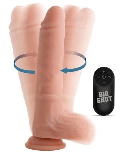 Big Shot 8" Rotating Twirling Vibrating Silicone Dildo With Balls