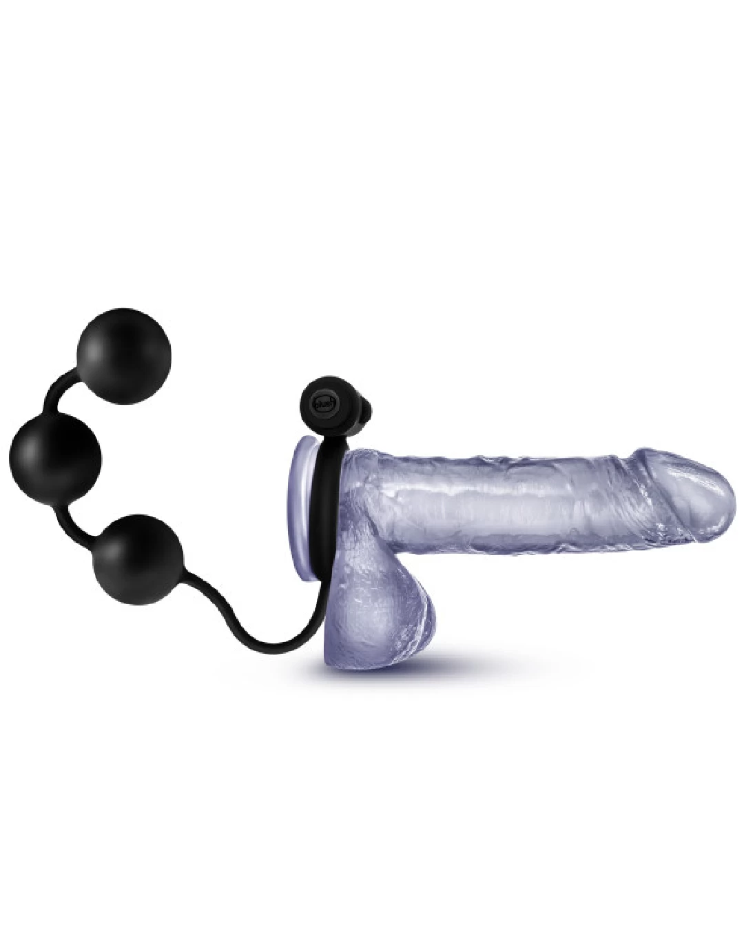 Blush Anal Adventures Silicone Anal Beads With Vibrating Cock Ring