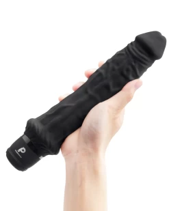 Powercocks Girthy 8 Inch Realistic Vibrating Dildo - Black