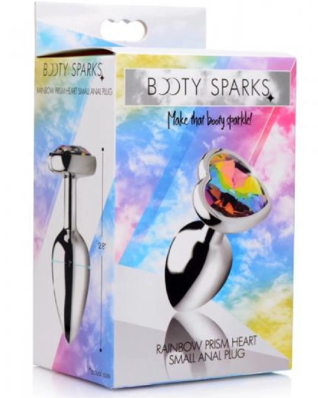 XR Brands Booty Sparks Rainbow Prism Heart Gem Anal Plug - Small - Image 3