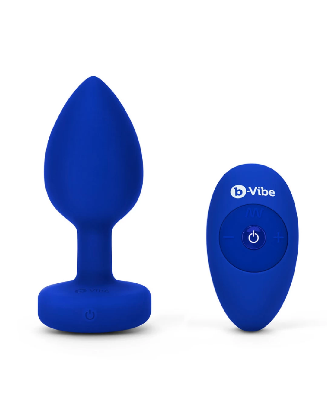B-vibe Vibrating Jewel Anal Plug L/XL - Sapphire Blue - Image 4