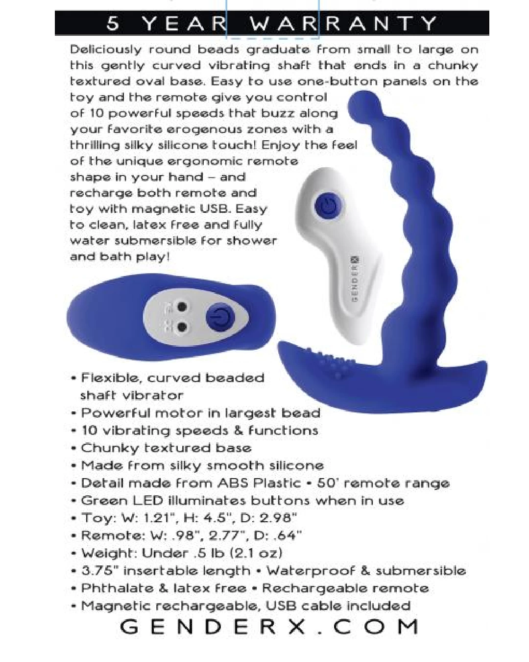 Beaded Pleasure Remote Control Vibrating Anal Beads - Image 4