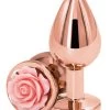 NS Novelties Rear Assets Rose Gold Metal Butt Plug With Pink Rose - Small