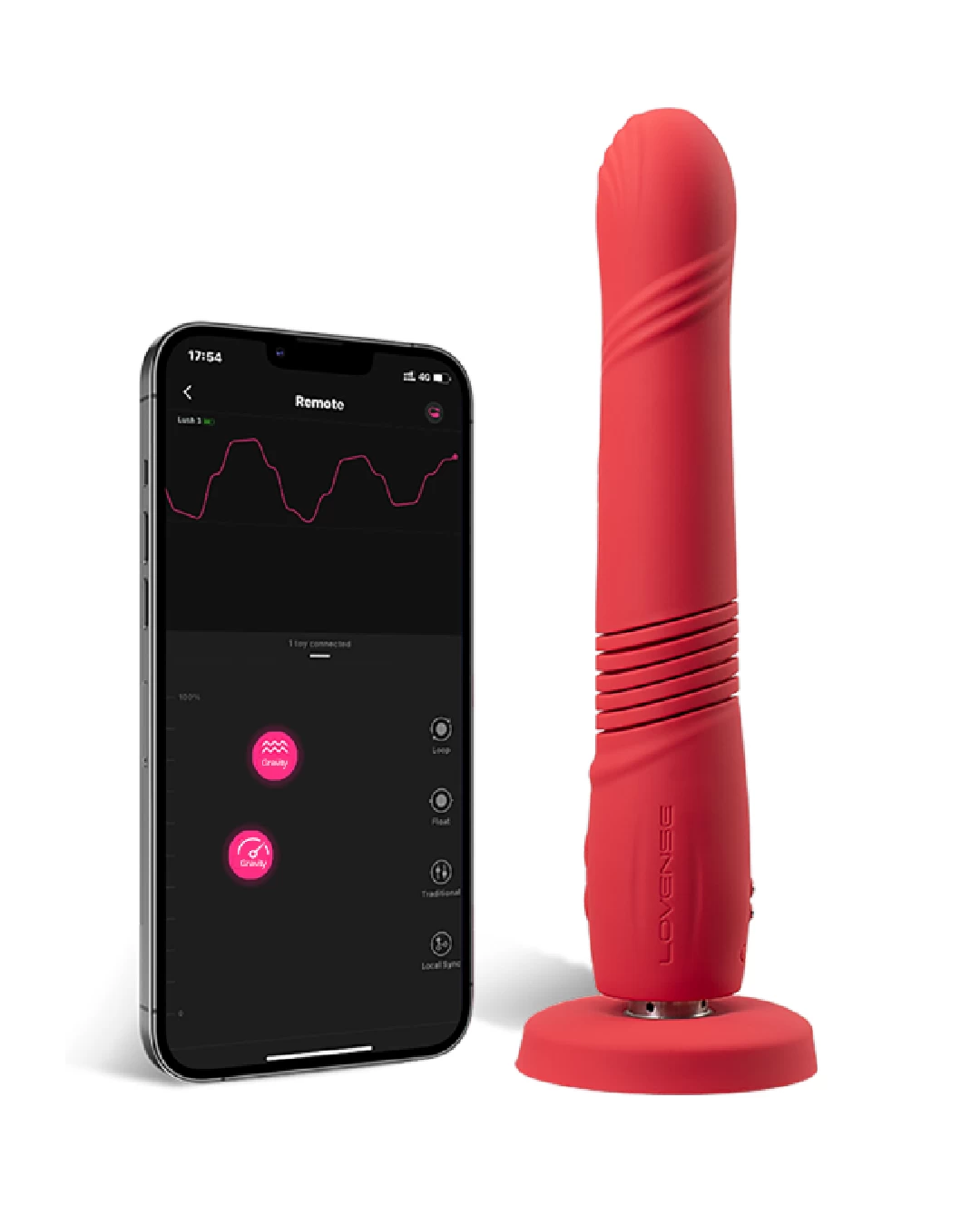 Lovense Gravity App Enabled Thrusting And Vibrating Dildo