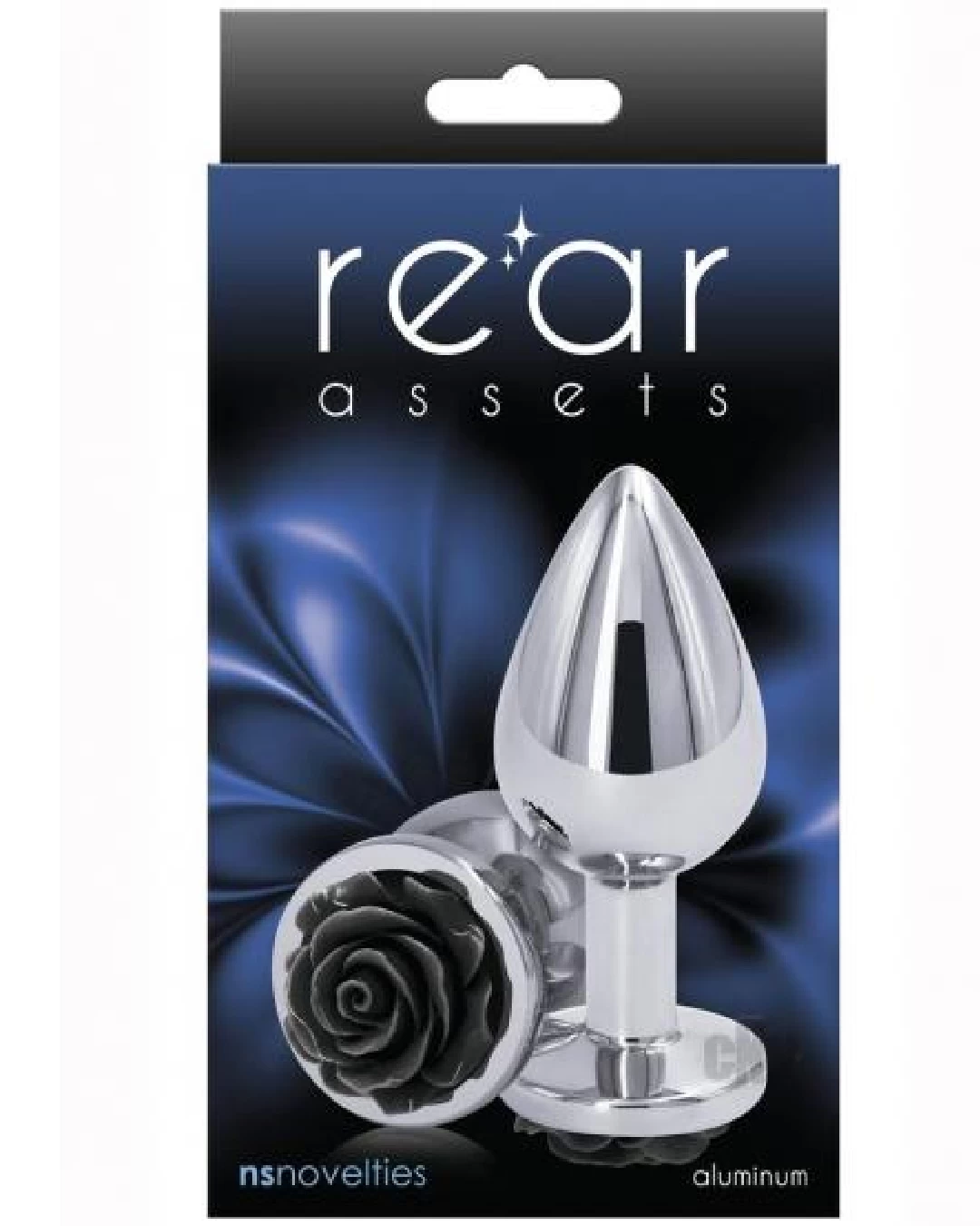 NS Novelties Rear Assets Black Rose Metal Anal Plug - Medium - Image 2