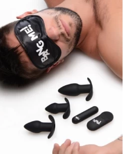 XR Brands Bang! Backdoor Adventure Vibrating 3 Piece Black Butt Plug Kit