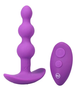 Doc Johnson A-Play Beaded Vibrating Anal Beads With Remote - Purple