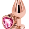 NS Novelties Rear Assets Rose Gold Metal & Pink Gem Heart Anal Plug - Medium