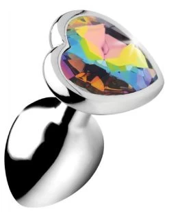 XR Brands Booty Sparks Rainbow Prism Heart Gem Anal Plug - Small